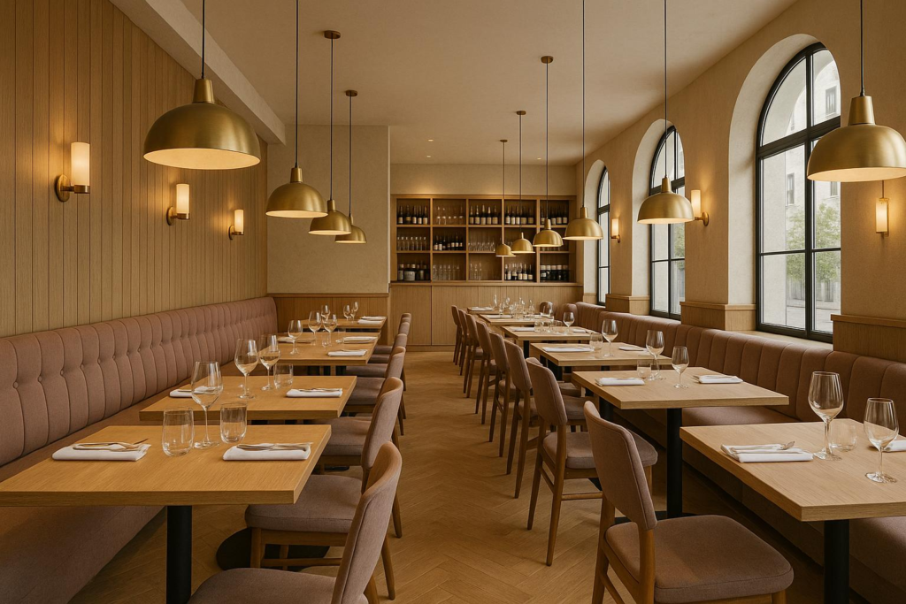 Espace de restauration et de convivialité avec mobilier professionnel